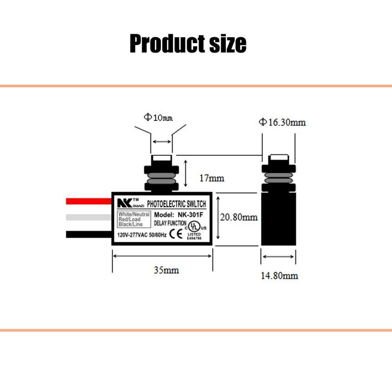 KOOBOOK 2Pcs AC 120-277V Photoelectric Switch Dusk to Dawn Button