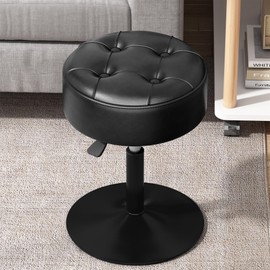 ACEQLYT® Adjustable Swivel Black Vanity Stool Vanity Chair for Makeup Room, Bathroom, Living Room, Bedroom, Small Ottoman Stool for Vanity, Comfortable, Sturdy, Easy to Assemble