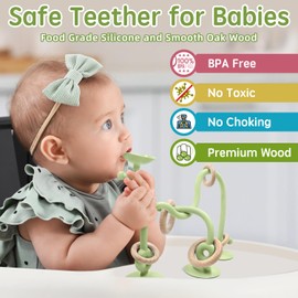 AiTuiTui Beißring Baby Spielzeug, Eignung Baby Spielzeug Ab 3 Monate, Baby Beißspielzeug Relief mit sensorischen Spielzeug Texturen für Babys & Kleinkinder 0-2+ Jahre, Grün