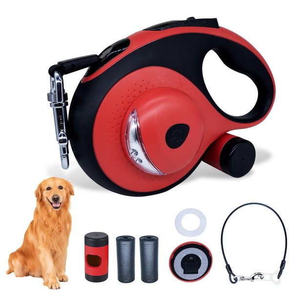 Upgraded 4in1 26 ft Retractable Dog Leash with LED Light,