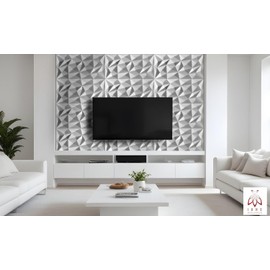 3D Polystyrene XPS Polystyrene Panels, Modern Wall Cladding & Ceiling Panels, Wall Panels, Slightly Flexible, 100 cm x 50 cm, 4 m², 8 Pieces (White 03)