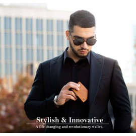 SERMAN BRANDS Money Clip Wallet - Mens Wallets slim Front Pocket RFID Blocking Card Holder Minimalist Mini Bifold (California Desert Transformer)