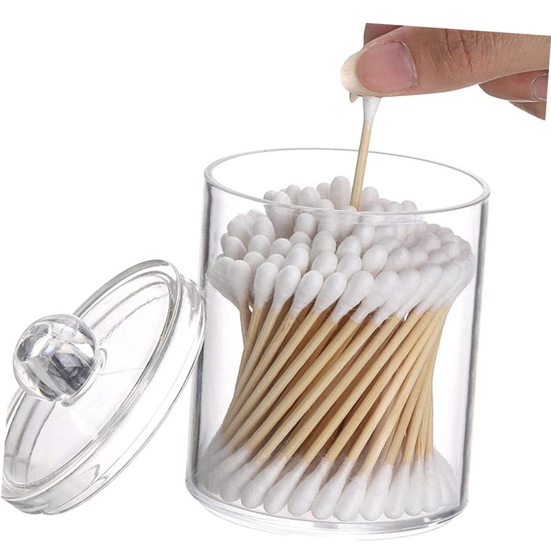 KOMBIUDA 4pcs Covered Storage Boxes Cotton Stick Boxes Cosmetics Containers