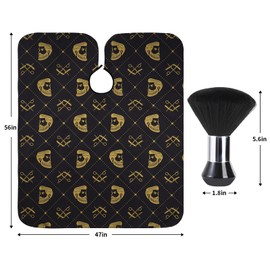 Professional Hair Cutting Cape with Neck Duster Brush, Waterproof Salon Barber Cape with snaps, Barber Accessories for Men, Women and Kids(Hair Cutting Scissors and Men)