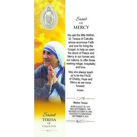 Needzo - Saint Teresa Religious Bookmark for Bible, Prayer and Reading Books, Traditional Catholic Artwork with Silver Tone Pendant, Laminated Prayer to Mother of Perpetual Help on Back, 7 3/8 Inches