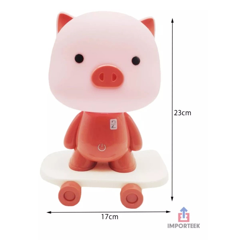 Importeek 5pz Lampara Luz Led Touch Infantil Cerdo Escritorio Decora