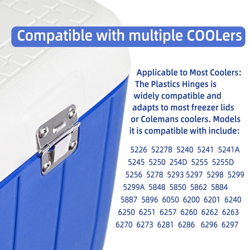 4PCS Coolers Stainless Steel Replacement Hinges,Hinges kit for Colemans Coolers