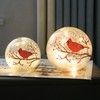 Crackle Glass Ball Cardinal Lamp with Timer, Light Up Red