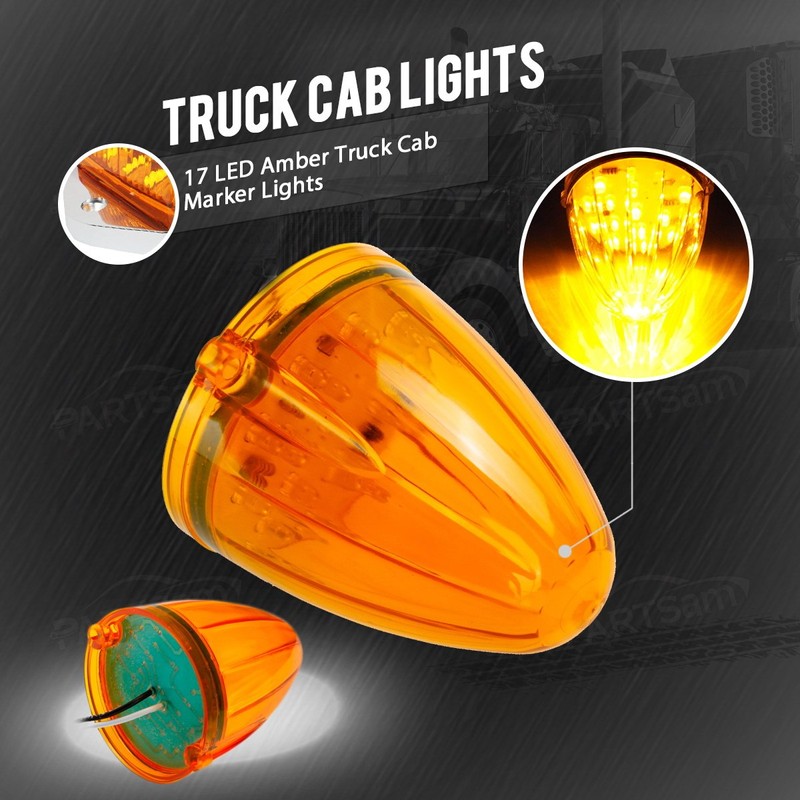 Partsam 5PCS 17LED Amber Cab Marker Top Roof Running Light