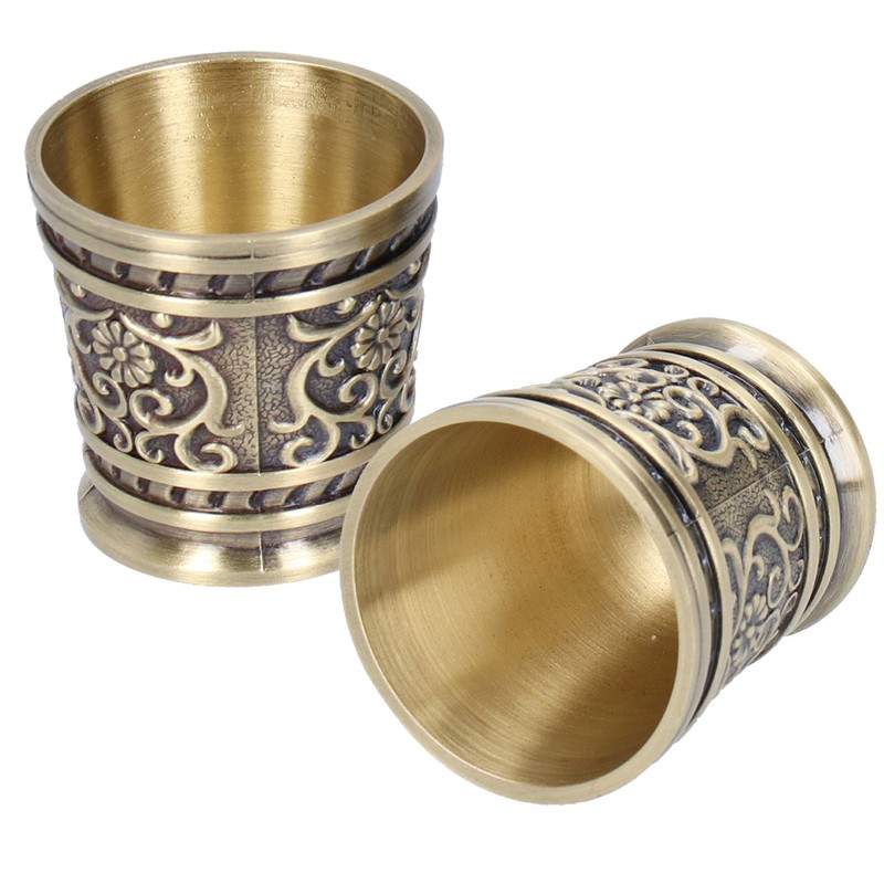2pcs Embossed Pattern Retro Wine Cup Household Drinking Wine Glass