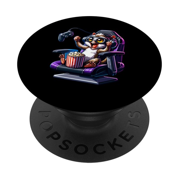 Gamer Monkey Glasses & Headphone Eating Popcorn Video Game PopSockets