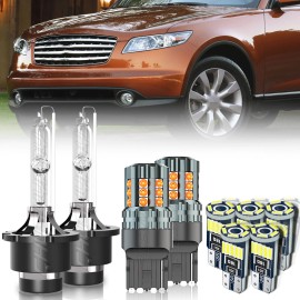 CHUSYYRAY For Infiniti FX35 2003-08 HID/LED Headlight+Side Marker+Turn Signal Light Bulbs