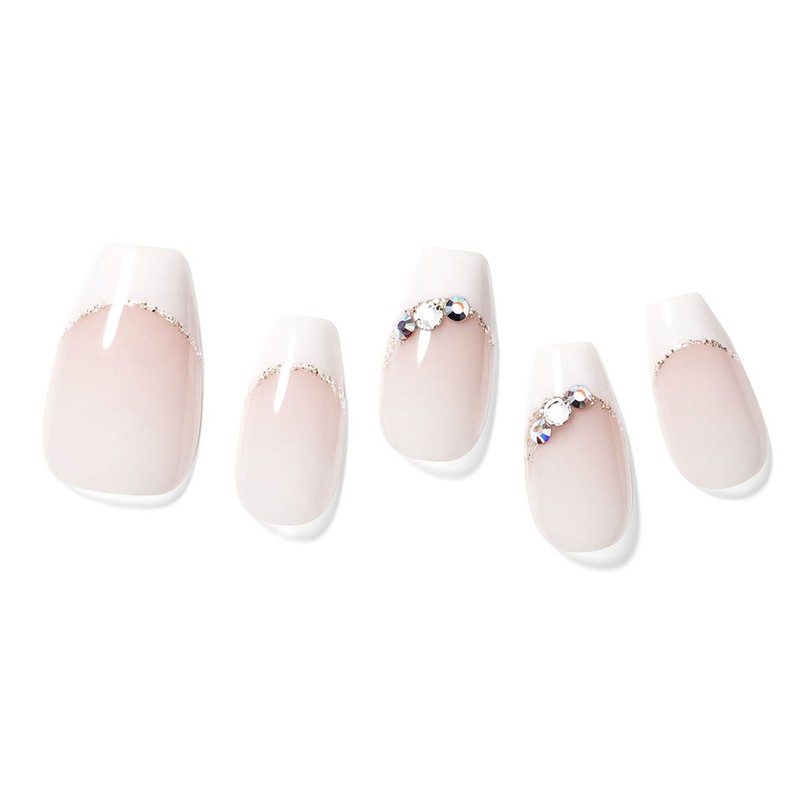 Dashing Diva Magic Press French Chaplet Nail Tips, White, 1