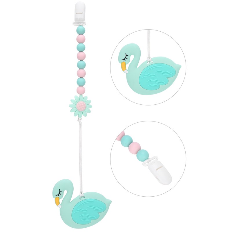 Swan Shape Infant Baby Pacifier Clip AntiLost DIY Teething Necklace
