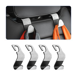 BESULEN Car Seat Headrest Hook, 4 Pack Bling Hanger Storage Organizer for Purse Coat Handbag Grocery Bag, Strong and Durable Backseat Holder Hook, Bling Car Interior Accessories (White)