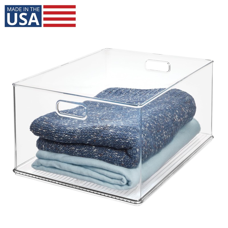 iDesign Recycled Plastic Stackable Storage Bin with Handles - Clear