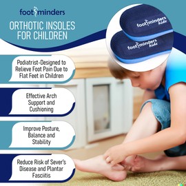 Footminders Kids Orthotic Inserts - Pediatric Arch Supports for Children Ages 4-6 (Pair) - SK (Little Kid Size 11-13) - Prevent Foot Pain Due to Flat Feet or Low Arches in Children