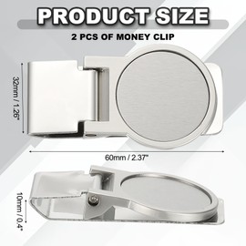 PATIKIL 2 Pcs Stainless Steel Money Clip, Metal Slim Wallet Clip for Men Round Brushed Money Holder Minimalist Front Pocket Wallet for Credit Card Business Card