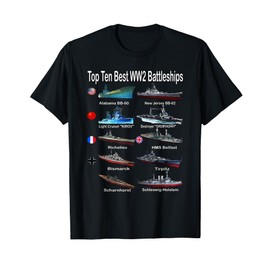 Top Ten Best WW2 Battleships Warships for Kids Adults T-Shirt
