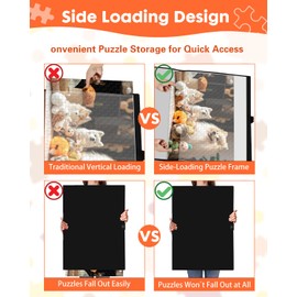 Puzzle Storage Folder Keeper, 1000-Piece Portable&Large Jigsaw Puzzle Organizer with 20 HD Pockets, Space-Saving Storage Puzzles Folder (Black)