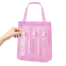 Elecbee Mesh Shower Caddy Portable Shower Bag for College Dorm Room Essentials, Hanging Toiletry and Bath Organizer with Zipper for Travel, Gym, Camping, Swimming, College Dorms, Beach