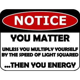 PCSCP Notice You Matter Unless You Multiply Yourself by The Speed of Light Squared Then You Energy 11.5 inch by 9 inch Laminated Funny Sign