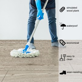 Oxdigi Peel and Stick Vinyl Flooring Roll 24"x 393"/ 64 Sq.Ft, Self Adhesive Vinyl Wood Flooring Planks Floor Tiles Stickers Waterproof for Bathroom Living Room Bedroom Kitchen RV, Light Brown Wood