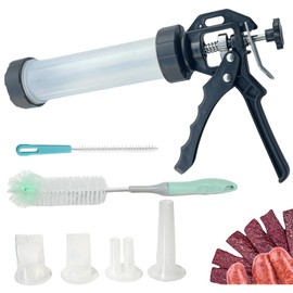 Professional Beef Jerky Gun Kits,Sausage Stuffer,Jerky Gun for Ground Meat,Food Grade Plastic Jerky Maker,Jerky Shooter,Jerky Cannon with 4 Nozzles and 2 Brushes