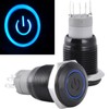 JacobsParts Latching Maintained Pushbutton ON/Off Switch Black Metal with Blue