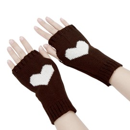 YAMEIZE Y2K Fingerless Love Heart Printed - Knitted Gloves for Women Men Autumn Winter Heart Fingerless Gloves Knitted Party Outdoor