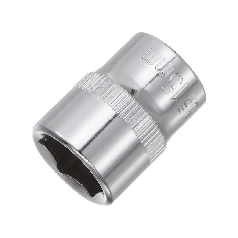 Sourcingmap 3/8-Inch Drive 15mm 6-Point Shallow Socket, Metric, Cr-V