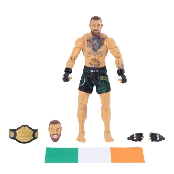 UFC Ultimate Series Limited Edition Conor McGregor, 6 Inch Collector Action Figure - Includes Alternate Head and Gloved Hands, Fight Shorts, Belt and Irish Flag Accessory