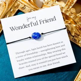 RareLove Friendship Bracelet Lapis Lazuli Healing Bracelets for Women,Healing Crystal Best Friend Adjustable Beaded Strand Bracelets Protection Long Distance Touch Bracelets