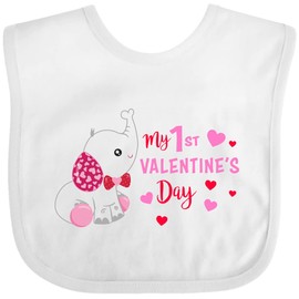 inktastic My 1st Valentine's Day with Elephant Baby Bib White 2e567