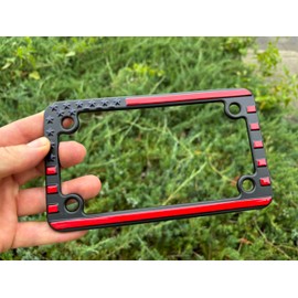 American Flag 3D Embossed Motorcycle Metal License Plate Frame (Red, Black and Blue)