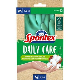 Spontex Spontex Daily Care Haushaltshandschuhe aus 100% FSC-zertifiziertem Latex, mit Innenfutter aus recycelter Baumwolle, für alle Putz- und Pflegearbeiten, 1 Paar, Größe M (7-7,5)
