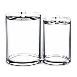 Caja de almacenamiento de cosméticos de escritorio de plástico para hisopos, bolas de algodón, discos desmaquillantes y hilo - Impermeable y a prueba de polvo - Diseño de 2 compa