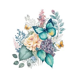 3PCS Butterflies Flowers Toilet Seat Lid Stickers, Self-Adhesive Waterproof Toilet Seat Lid Cover Decals, Removable Watercolor Toilets Stickers Wall Sticker