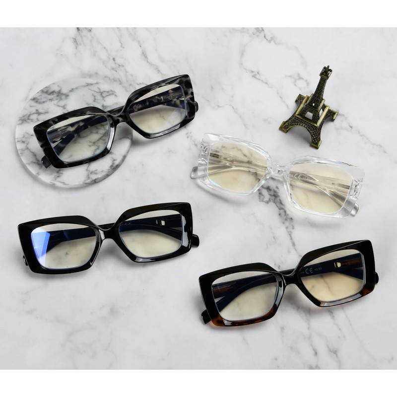 Eyekepper 4-Pack Reading Glasses Blue Light Blocking Stylish Computer Glasses