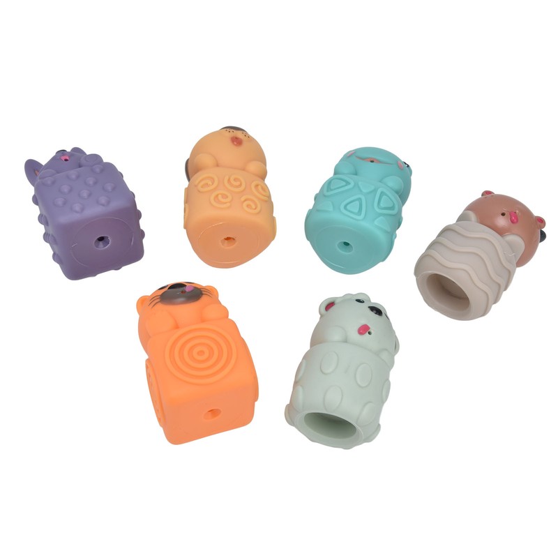 6pcs Baby Soft Blocks Animal Stacking Building Blocks Squeezing Teething