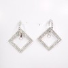 Fashion Jewelry E0284 Silver Tone Metal Clear Rhinestones Rhombus Shape