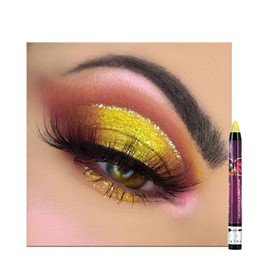 Gold Shimmer Eyeshadow Stick, Shiny Golden Cream Eye Shadow, Bronzer Glitter Eyeshadows Pencil Crayon Brightener Pen, Smooth Highly Pigmented Christmas Eye Makeup Color