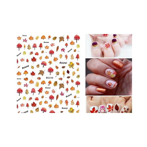 Generic Autumn Leaf Nail Decal Sticker Turkey Thanksgiving Pumpkin Maple