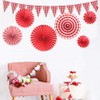 Red and White Checkered Gingham Pennant Banner with Hanging Paper