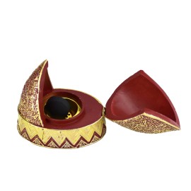 Intense Oud Calligraphy Arched Beehive Dome Style Closed Incense Bakhoor Burner - Red