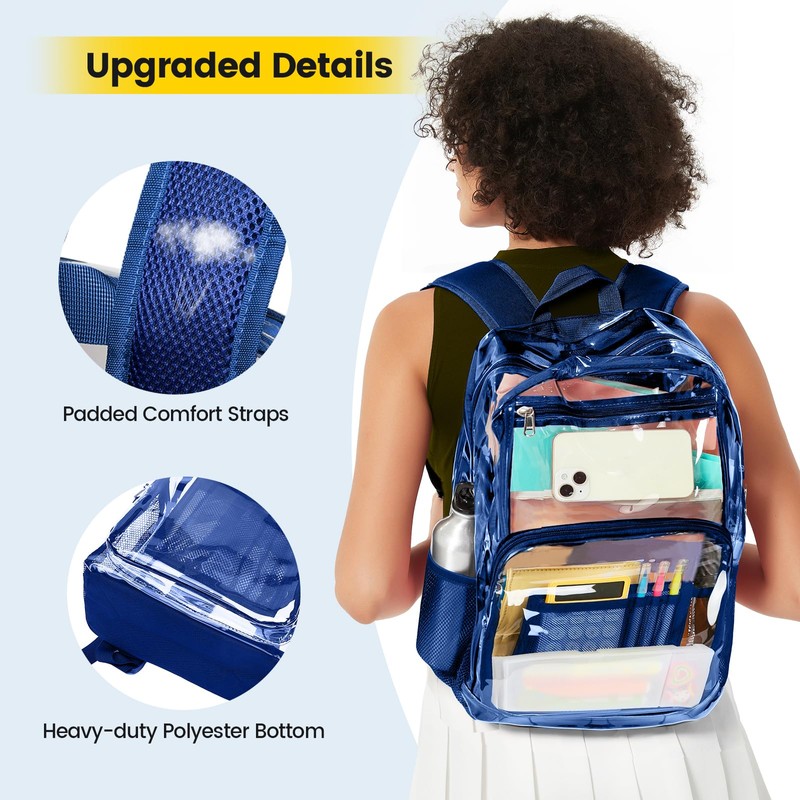 Vorspack Clear Backpack Heavy Duty - Extra Large Clear Bookbag