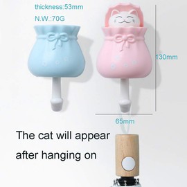 4 Pcs Peek-a-Boo Cat Heavy Duty Coat Hooks Adhesive Peeping Cat Wall Mounted, Wall Hooks for Hanging Decorations