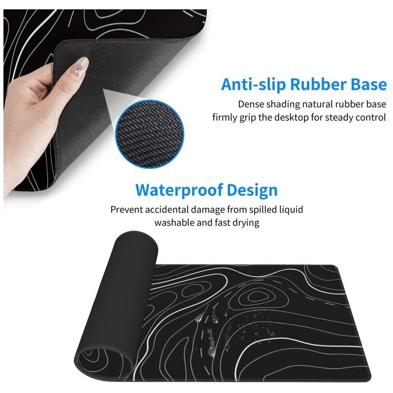 Alfombrilla de mouse grande para juegos de mapas topográficos, de