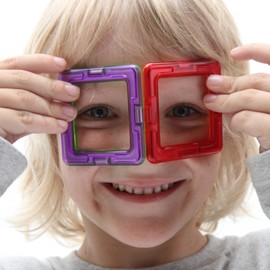 Magformers 14-piece Magnetic Construction Tiles Toy. STEM Teaching Resource. With 6 Squares and 8 Triangles. Magnetic Tiles For Children Aged 3+.