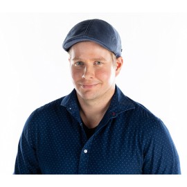 Funky Junque Men's Linen Duckbill Flat Cap - Navy (Large/XL)